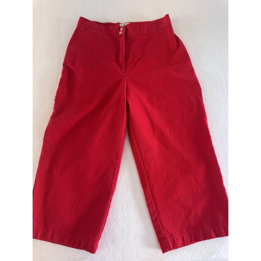 WilliSmith Classic Vintage Red Cotton Wide Leg Crop Pants Size 8 High Rise